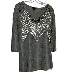 BCBGMaxAzria Gray Embellished Sweater